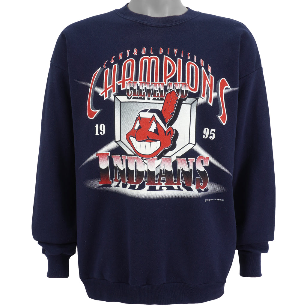 MLB (Tultex) - Cleveland Indians Crew Neck Sweatshirt 1995 Large Vintage Retro Baseball