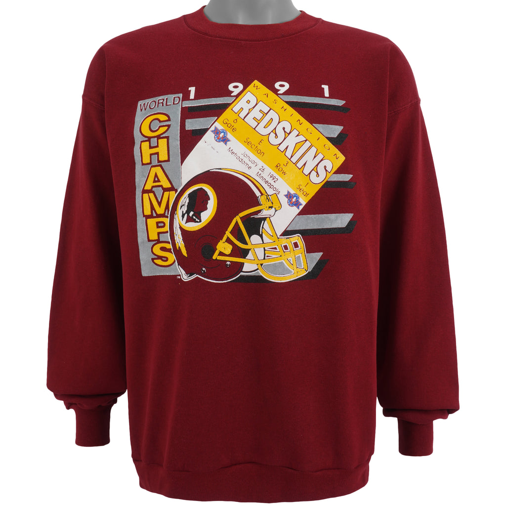 NFL (Trench) - Washington Redskins, World Champs Crew Neck Sweatshirt 1991 X-Large Vintage Retro Football