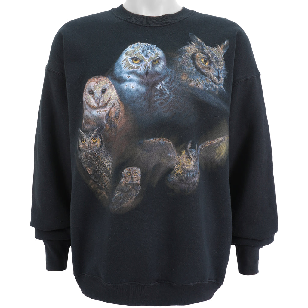 Vintage (Best) - Owls Crew Neck Sweatshirt 1990s X-Large Vintage Retro
