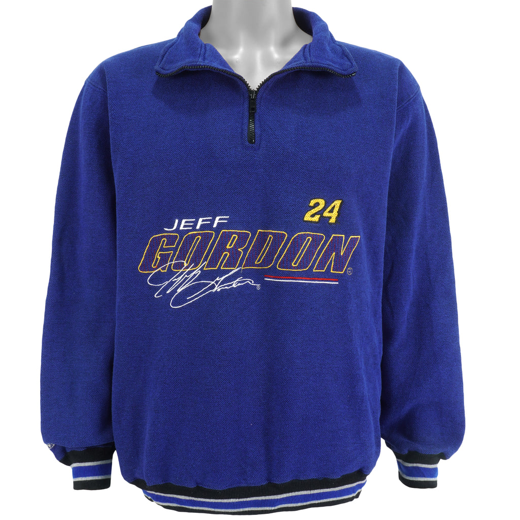 NASCAR (Chase) - Jeff Gordon #24 Embroidered 1/4 Zip Sweatshirt 1990s Medium Vintage Retro