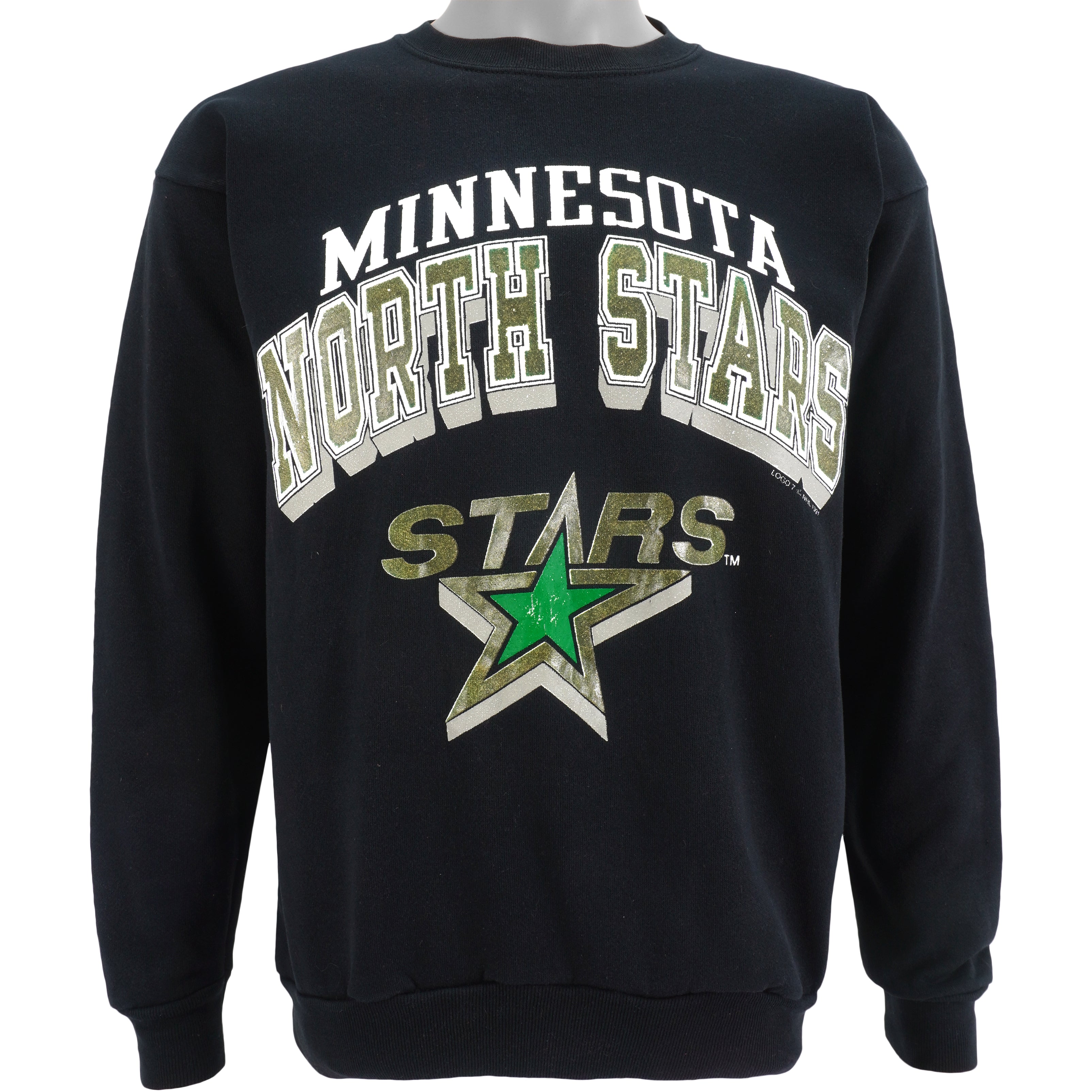 NHL (Tultex) - Minnesota North Stars Spell-Out Crew Neck Sweatshirt 1991 Large Vintage Retro Hockey