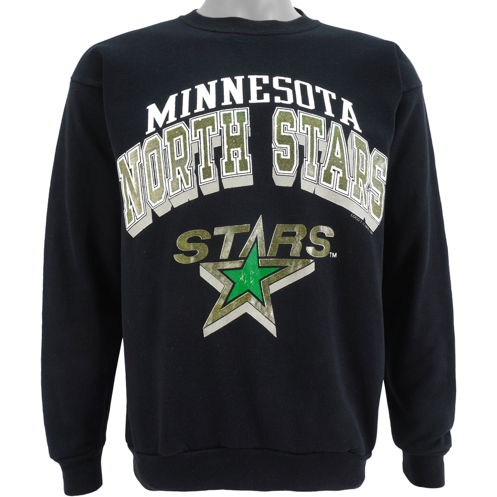NHL (Tultex) - Minnesota North Stars Spell-Out Crew Neck Sweatshirt 1991 Large Vintage Retro Hockey