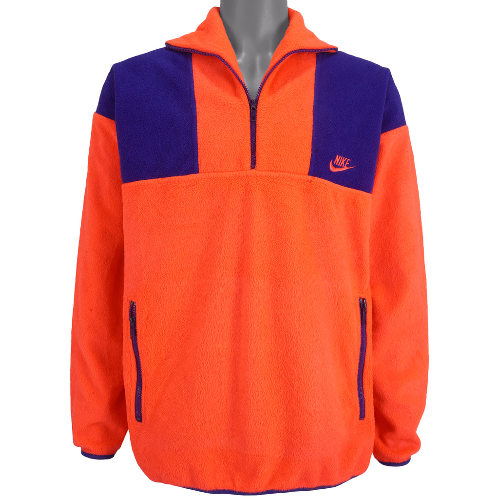 Nike - Grey Tag Fleece 1/4 Zip Sweatshirt 1990s Large Vintage Retro