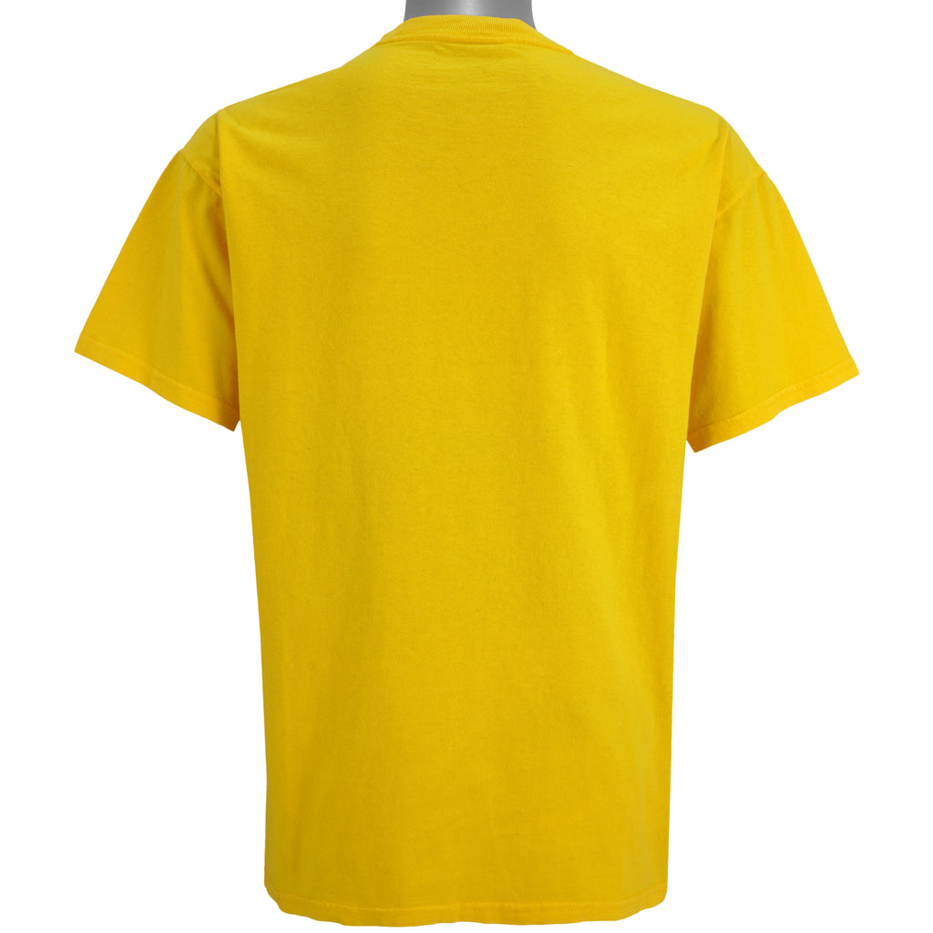 Nike - Yellow Spell-Out T-Shirt 1990s Large Vintage Retro