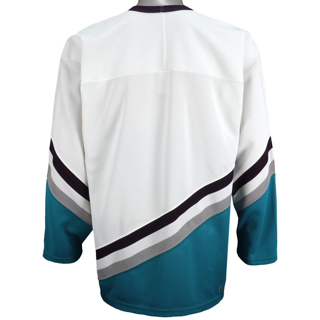 NHL (CCM) - Mighty Ducks of Anaheim Spell-Out Hockey Jersey 1990s Large Vintage Retro Hockey