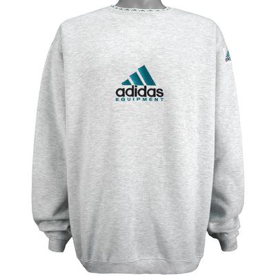 Adidas - Grey Adidas Equipment Embroidered Sweatshirt 1990s Large
