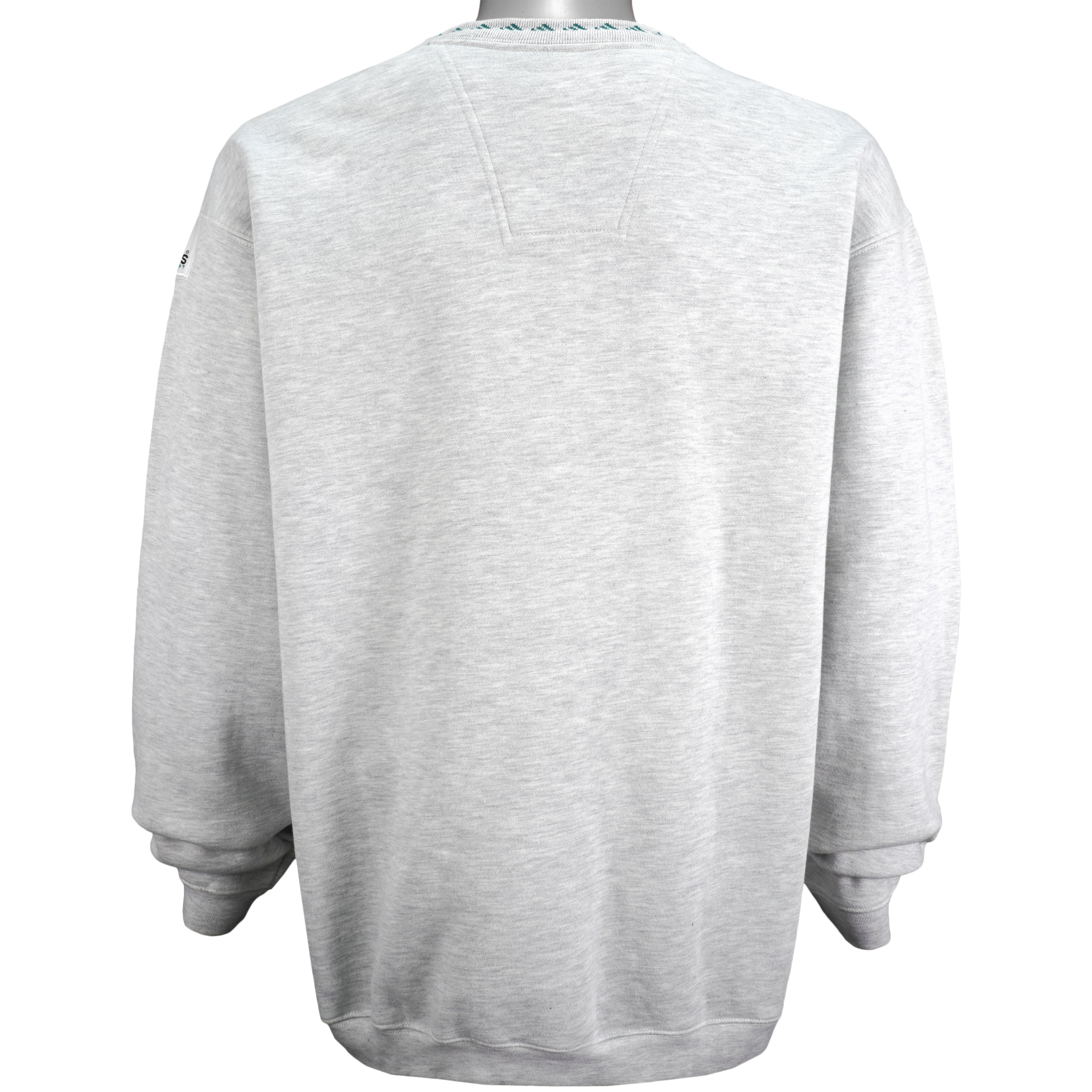 Adidas - Grey Adidas Equipment Embroidered Sweatshirt 1990s Large Vintage Retro