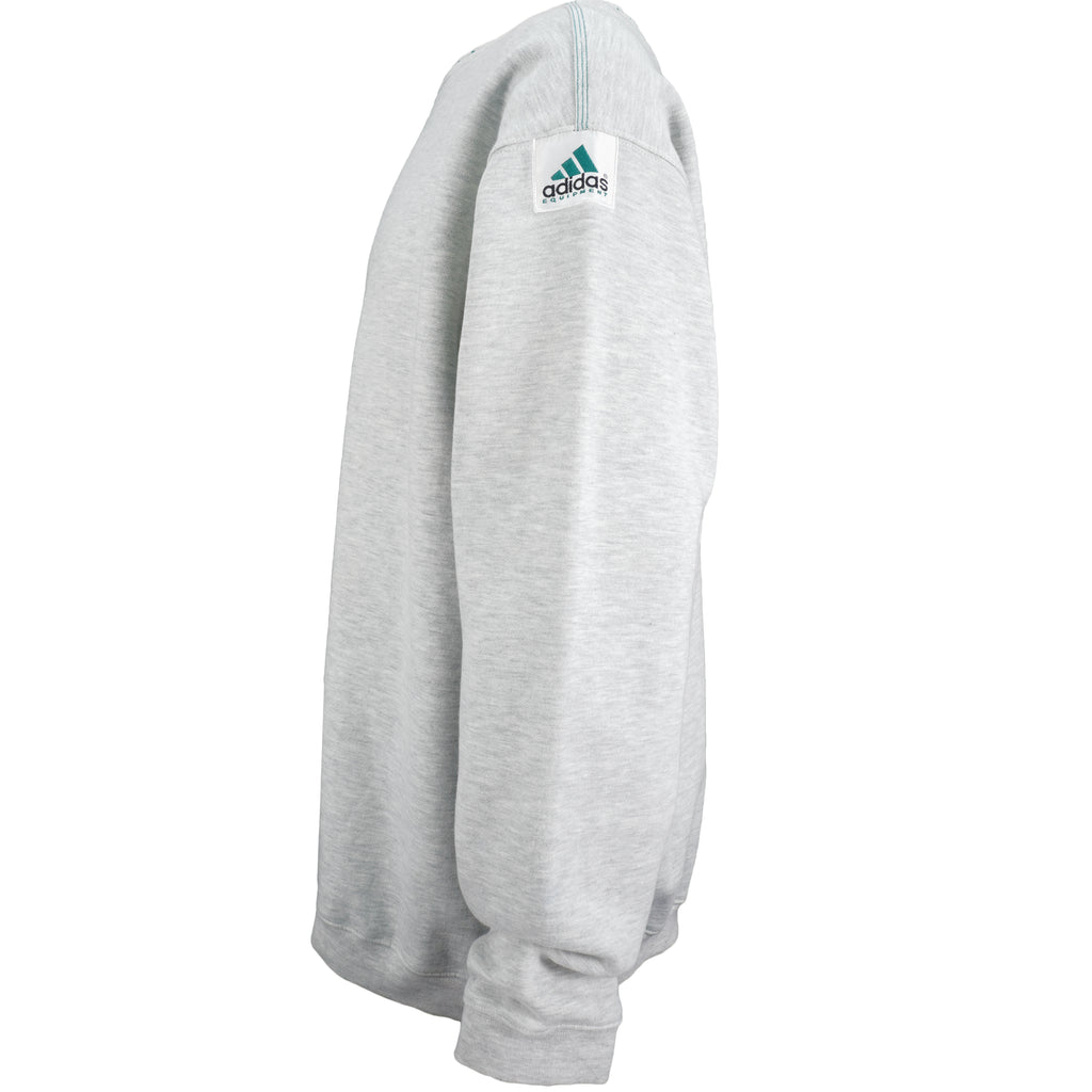 Adidas - Grey Adidas Equipment Embroidered Sweatshirt 1990s Large Vintage Retro