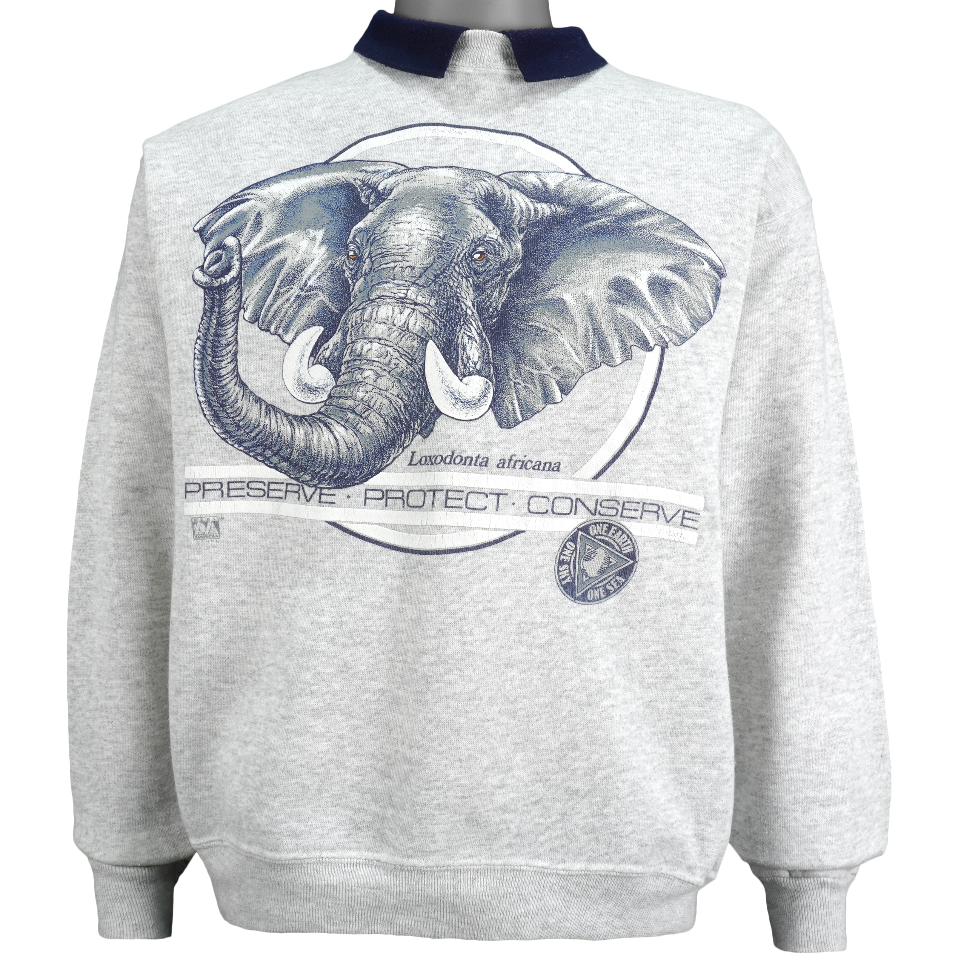 Vintage - Loxodonta, Africana-Preserve, Protect, Conserve Sweatshirt 1990s Large Vintage Retro