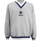 NFL (Logo Athletic) - Dallas Cowboys Embroidered V-Neck Sweatshirt 1990s Large Vintage Retro Football