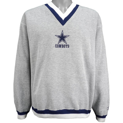 NFL (Logo Athletic) - Dallas Cowboys Embroidered V-Neck Sweatshirt 1990s Large