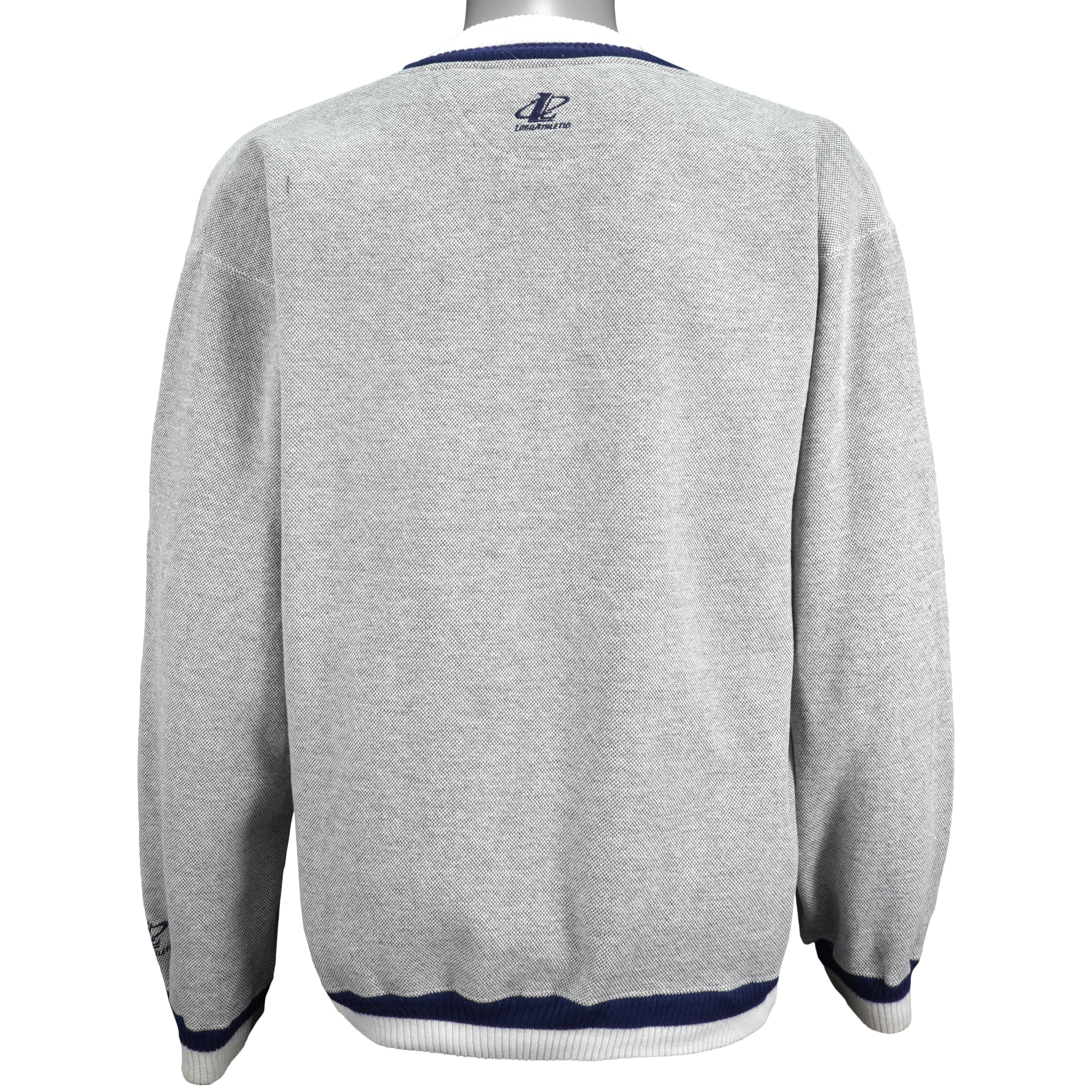 NFL (Logo Athletic) - Dallas Cowboys Embroidered V-Neck Sweatshirt 1990s Large Vintage Retro