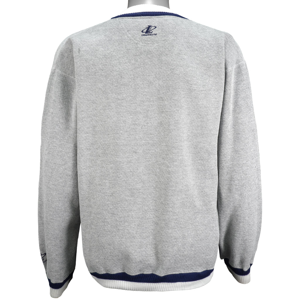 NFL (Logo Athletic) - Dallas Cowboys Embroidered V-Neck Sweatshirt 1990s Large Vintage Retro