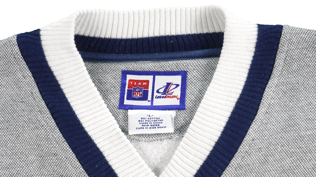 NFL (Logo Athletic) - Dallas Cowboys Embroidered V-Neck Sweatshirt 1990s Large Vintage Retro Football