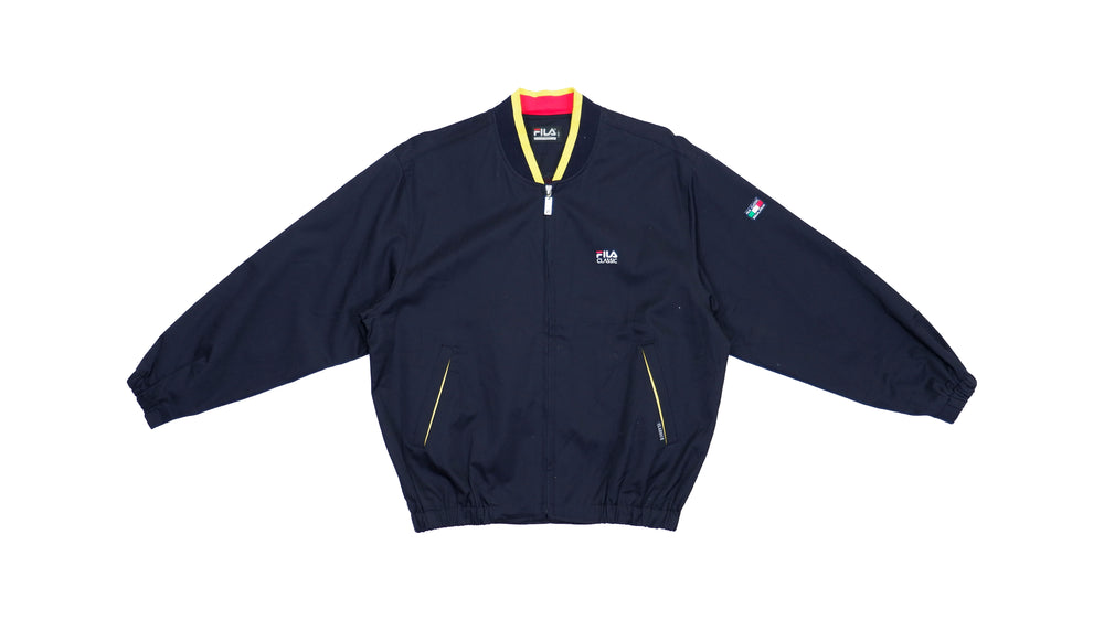 FILA - Navy with Yellow Detail Classic Casual Jacket 1990s Medium