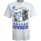 NFL (Front Pages) - Dallas Cowboys Grey T-Shirt 1994 Large Vintage Retro Football