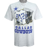 NFL (Front Pages) - Dallas Cowboys Grey T-Shirt 1994 Large Vintage Retro Football