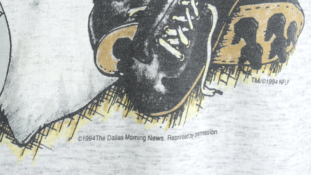 NFL (Front Pages) - Dallas Cowboys Grey T-Shirt 1994 Large Vintage Retro Football