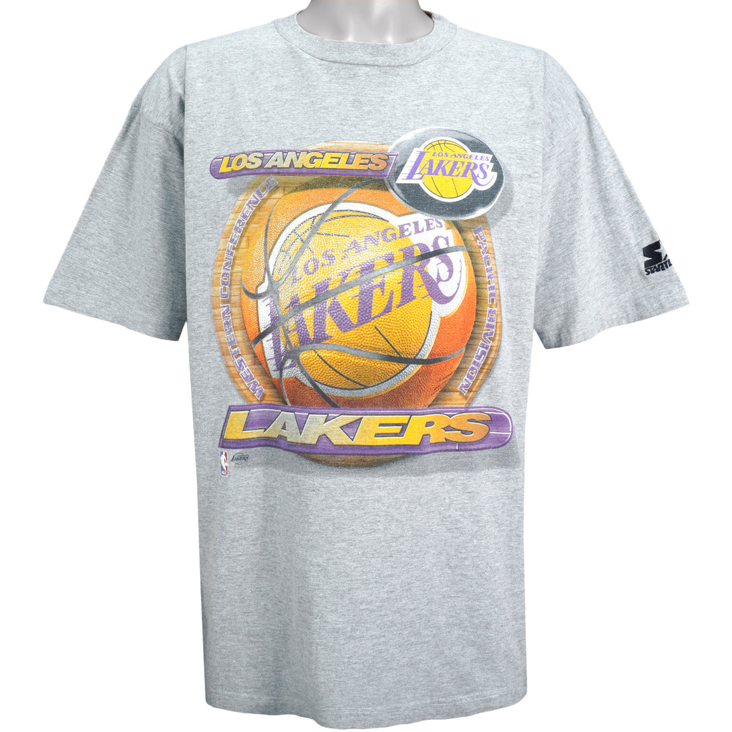 Starter - Los Angeles Lakers Spell-Out T-Shirt 1990s X-Large Vintage Retro Basketball