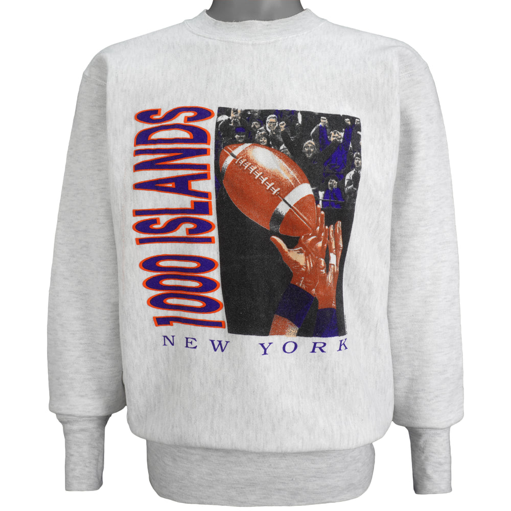 Vintage (H.L. Miller) - Thousand Islands High School Crew Neck Sweatshirt 1990s Large Vintage Retro Football