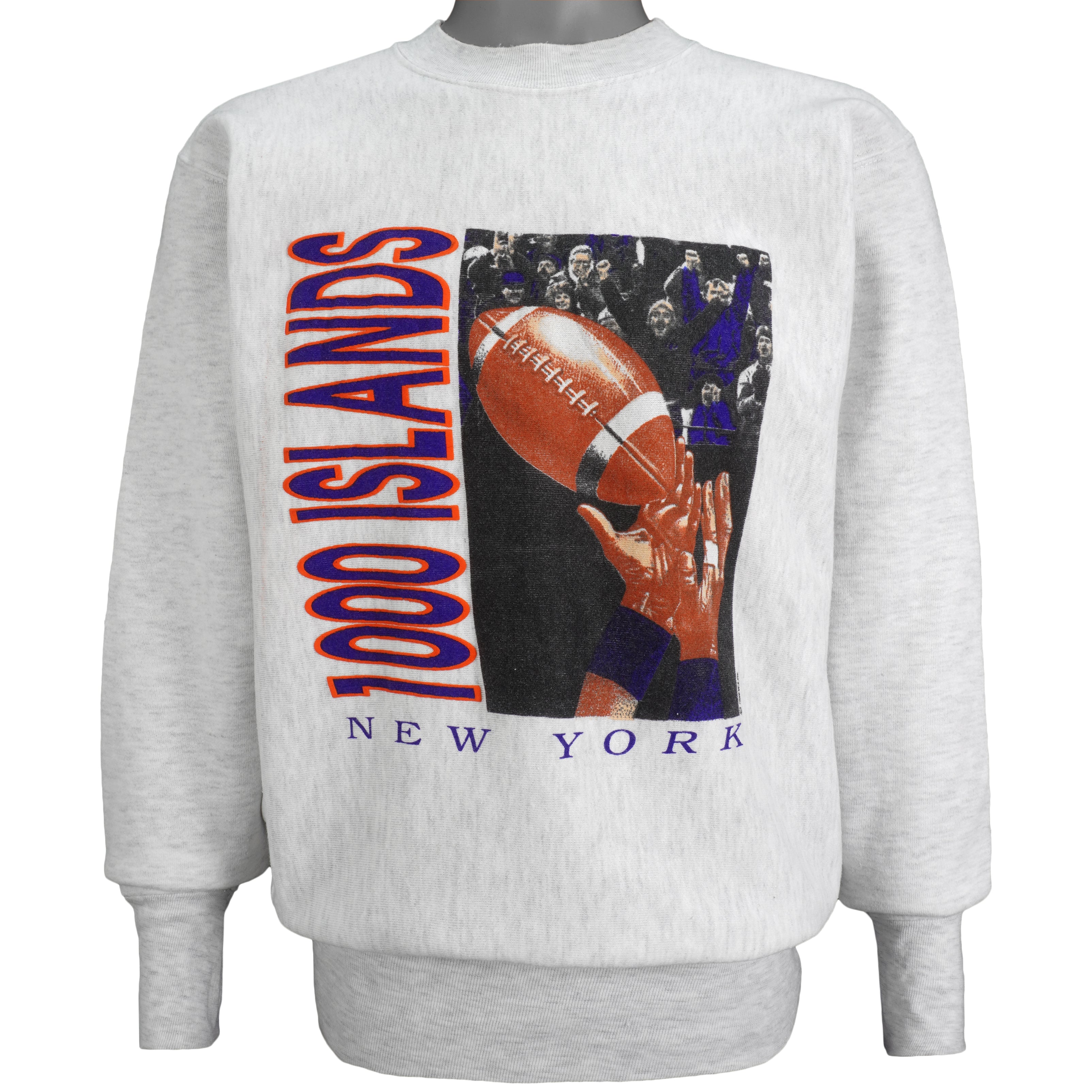 Vintage (H.L. Miller) - Thousand Islands High School Crew Neck Sweatshirt 1990s Large Vintage Retro Football