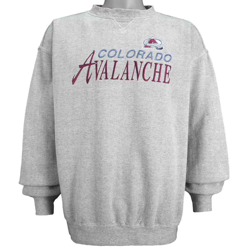 NHL (Logo Athletic) - Colorado Avalanche Embroidered Sweatshirt 1990s Large Vintage Retro Hockey