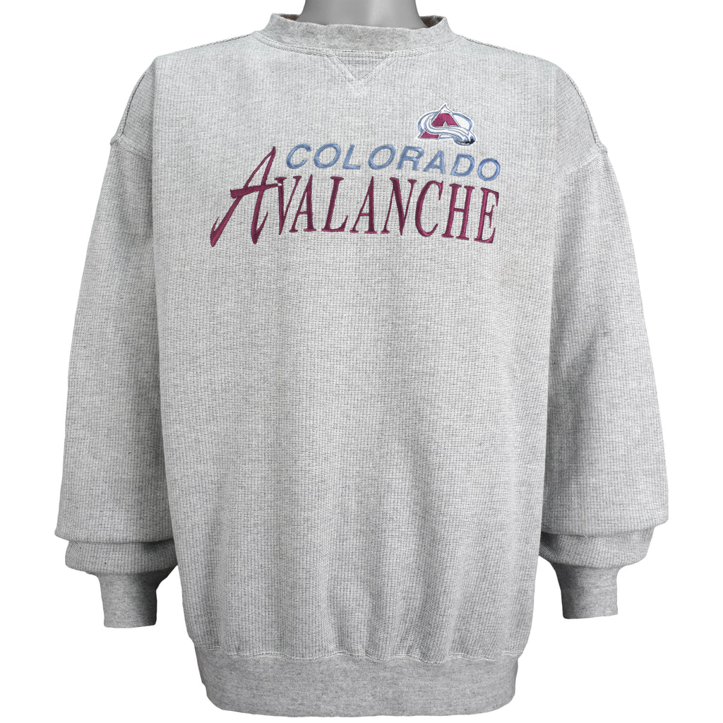 NHL (Logo Athletic) - Colorado Avalanche Embroidered Sweatshirt 1990s Large Vintage Retro Hockey
