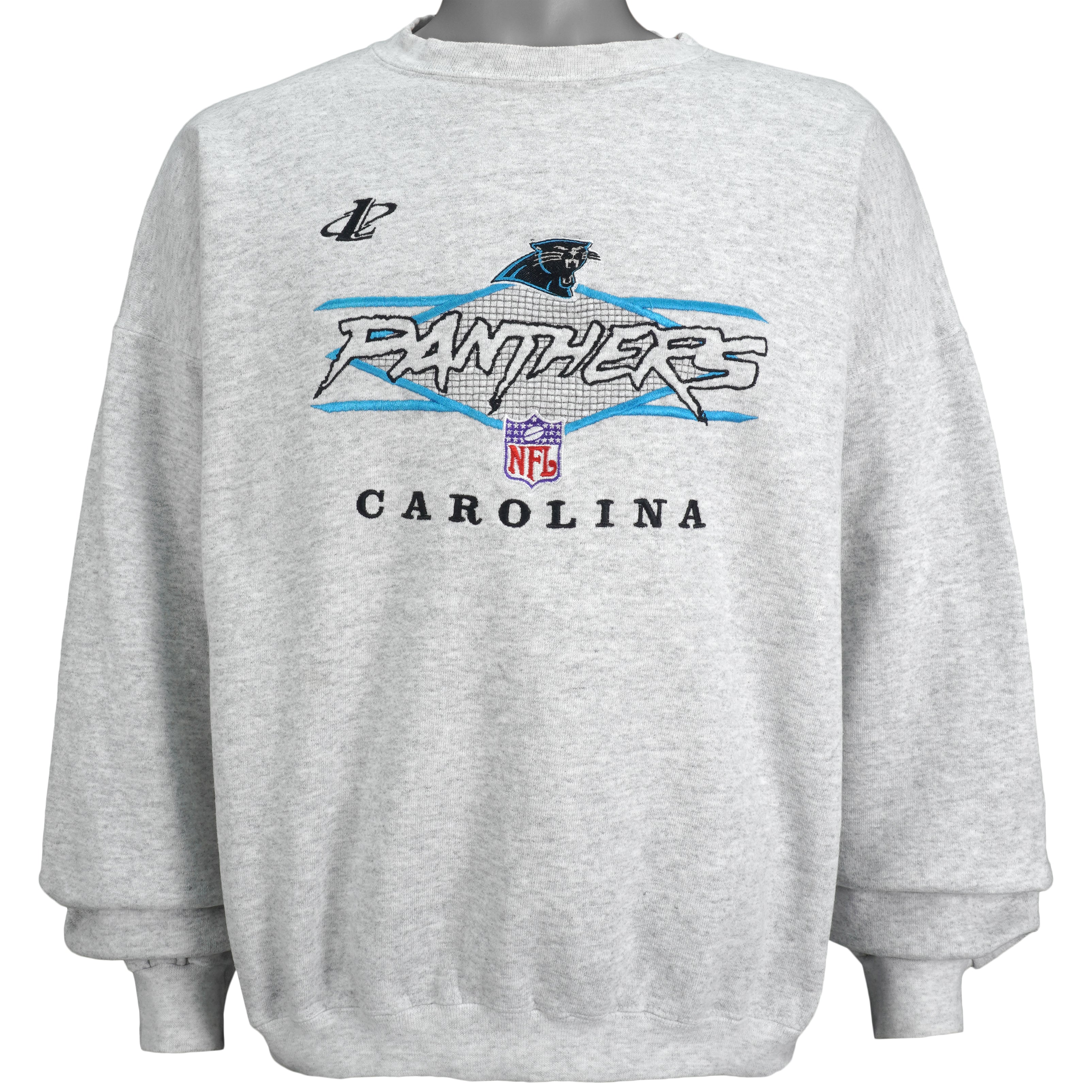 NFL (Logo Athletic) - Carolina Panthers Embroidered Sweatshirt 1990s X-Large Vintage Retro Football