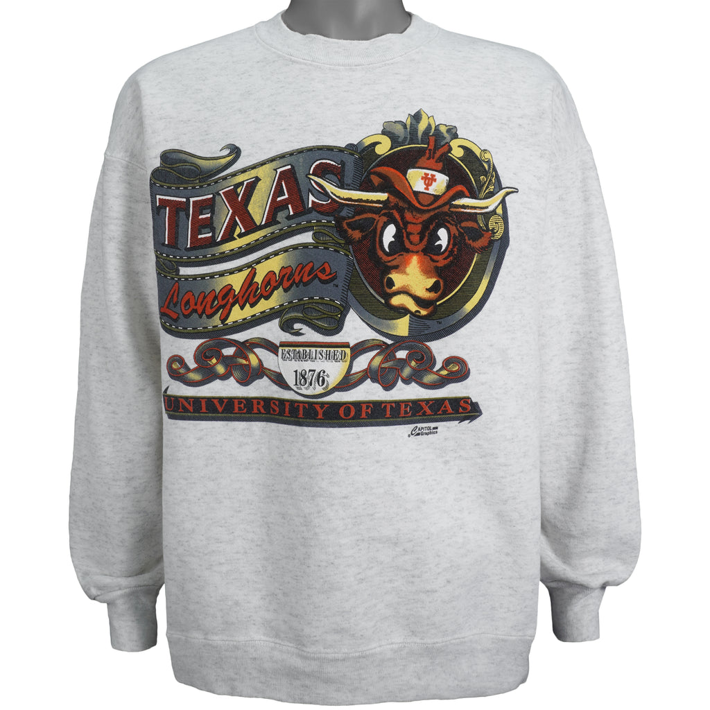 NCAA (Capitol Graphics) - Texas Longhorns Spell-Out Crew Neck Sweatshirt 1990’s X-Large Vintage Retro College