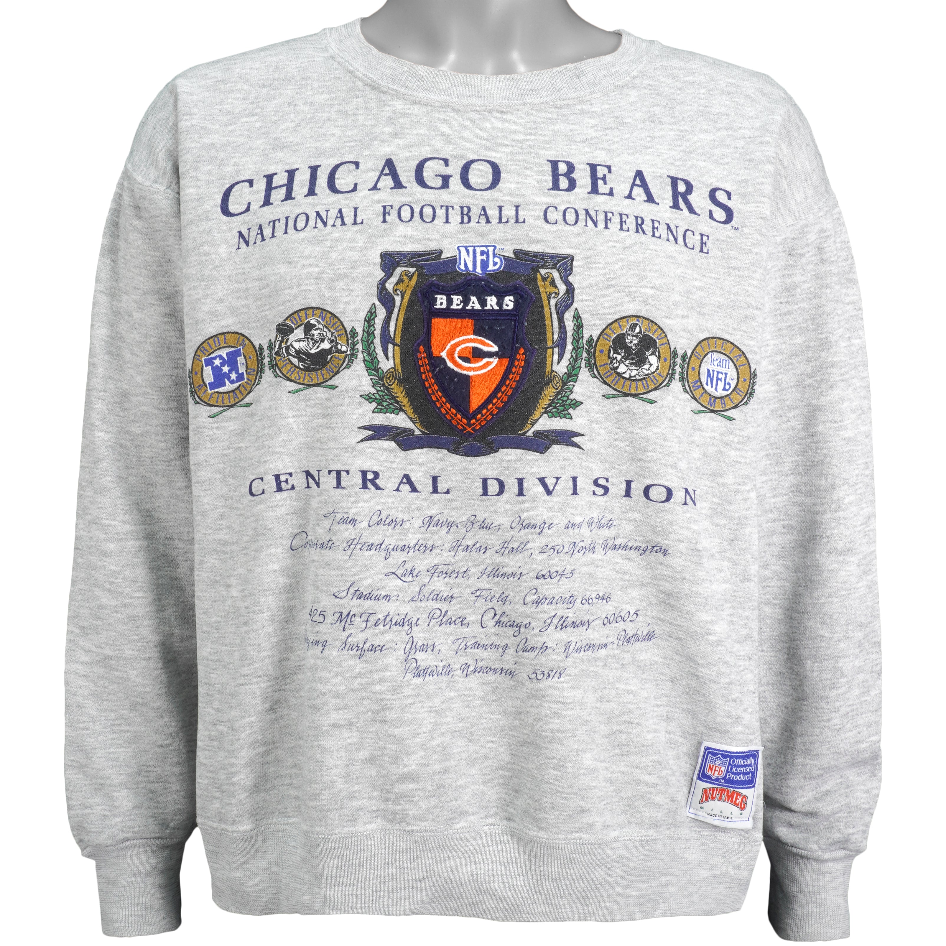 NFL (Nutmeg) - Chicago Bears Crew Neck Sweatshirt 1990s Large Vintage Retro Football