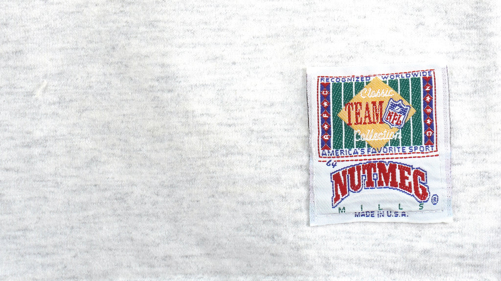 NFL (Nutmeg) - Denver Broncos Spell-Out Crew Neck Sweatshirt 1990s X-Large Vintage Retro Football