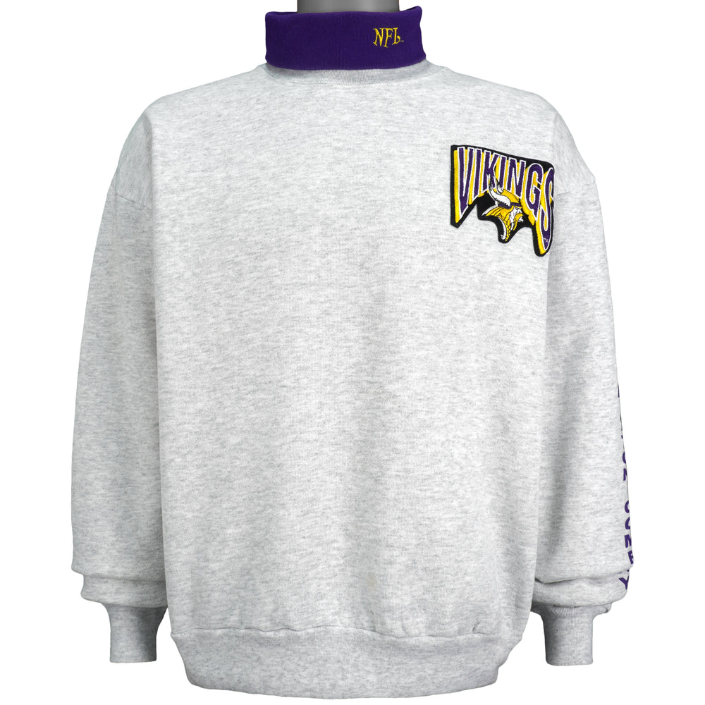 NFL (Majestic) - Minnesota Vikings Embroidered Turtleneck Sweatshirt 1990s X-Large Vintage Retro Football