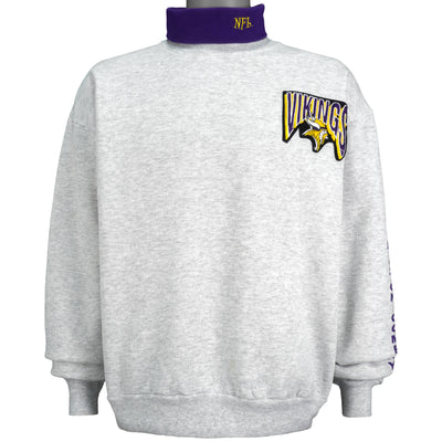 NFL (Majestic) - Minnesota Vikings Embroidered Turtleneck Sweatshirt 1990s X-Large