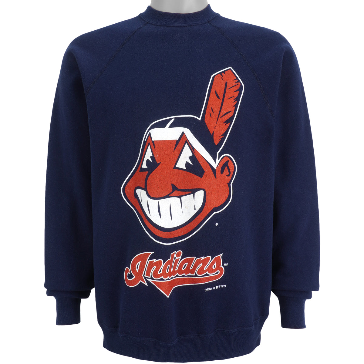 MLB (Tultex) - Cleveland Indians Big Logo Sweatshirt 1995 Large Vintage Retro Baseball
