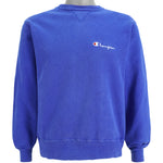 Champion - Blue Embroidered Crew Neck Sweatshirt 1990s Large