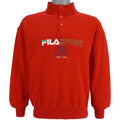 Fila - Red 1/4 Button Turtleneck Sweatshirt 1990s Medium Vintage Retro