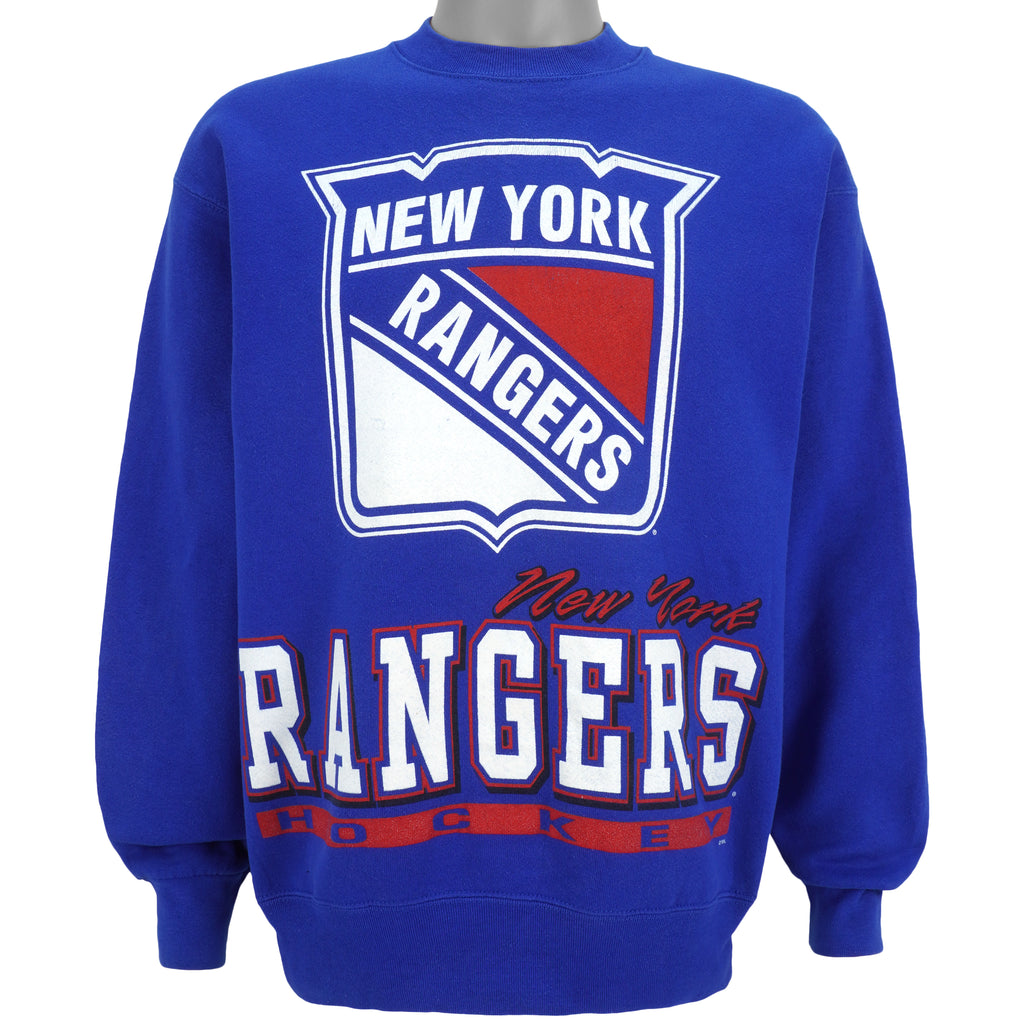 NHL (Salem) - New York Rangers Big Logo Sweatshirt 1990s Large Vintage Retro Hockey
