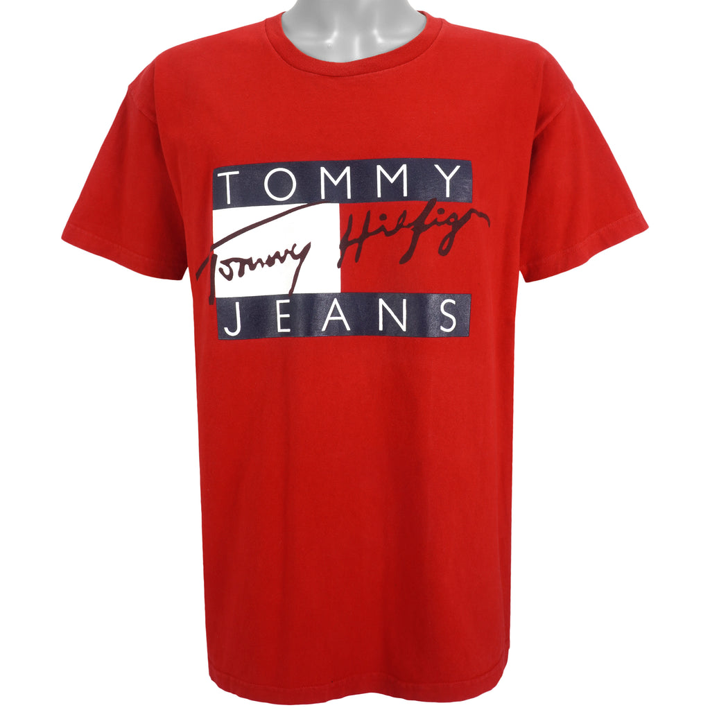 Tommy Hilfiger - Tommy Jeans Spell-Out T-shirt 1990s Large Vintage Retro