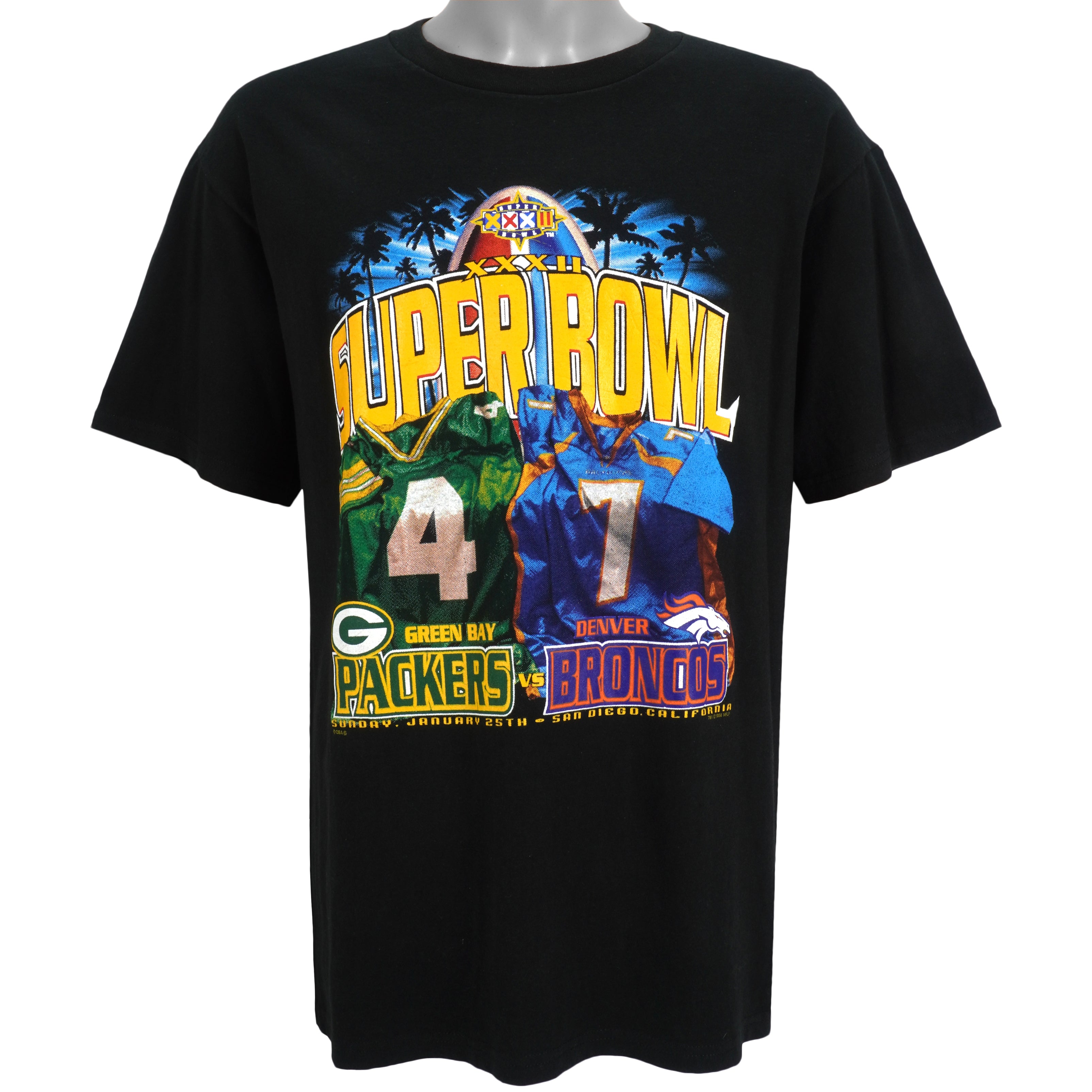 NFL (CSA) - Super Bowl XXXII, Packers VS Broncos T-Shirt 1998 Large Vintage Retro Football