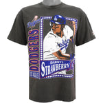 MLB (Nutmeg) - Los Angeles Dodgers, Darryl Strawberry T-Shirt 1992 Medium Vintae Retro Baseball
