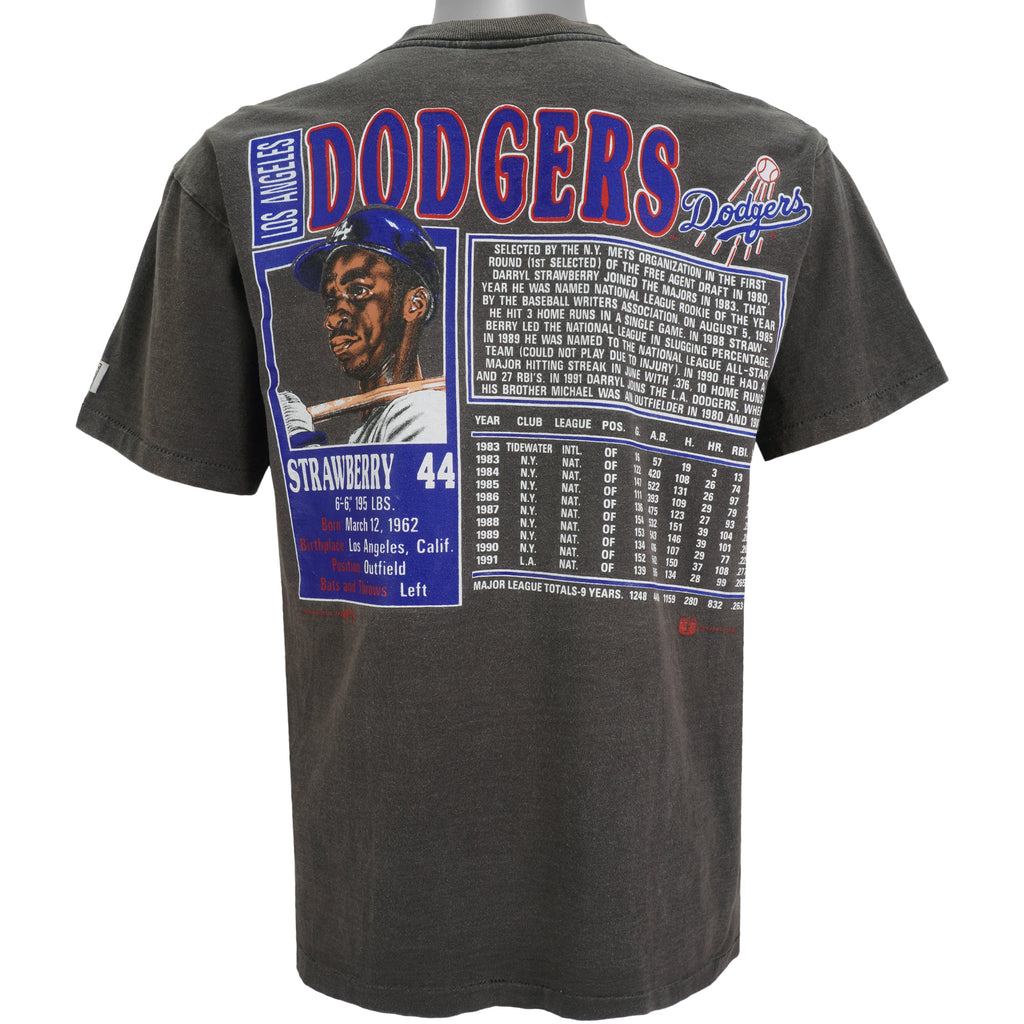 MLB (Nutmeg) - Los Angeles Dodgers, Darryl Strawberry T-Shirt 1992 Medium Vintae Retro Baseball