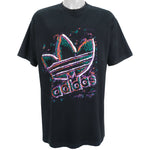 Adidas - Black Big Spell-Out & Logo T-Shirt 1990s X-Large Vintage Retro