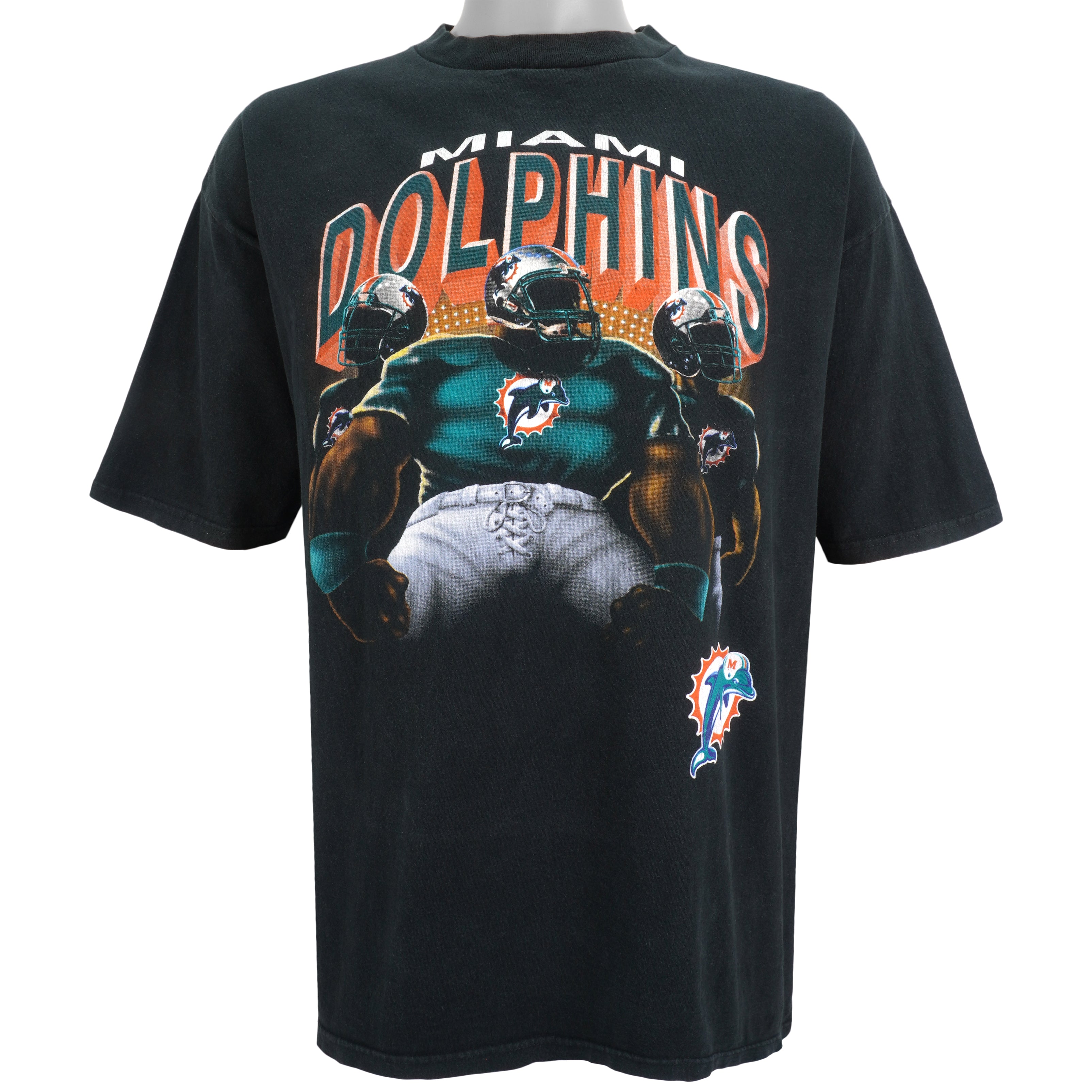 NFL (True Fan) - Miami Dolphins Spell-Out T-Shirt 1990s X-Large Vintage Retro Football