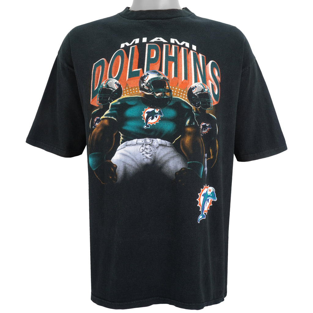NFL (True Fan) - Miami Dolphins Spell-Out T-Shirt 1990s X-Large Vintage Retro Football