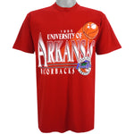 NCAA (Jerzees) - Arkansas Razorbacks Spell-Out T-Shirt 1995 Large Vintage Retro Basketball College