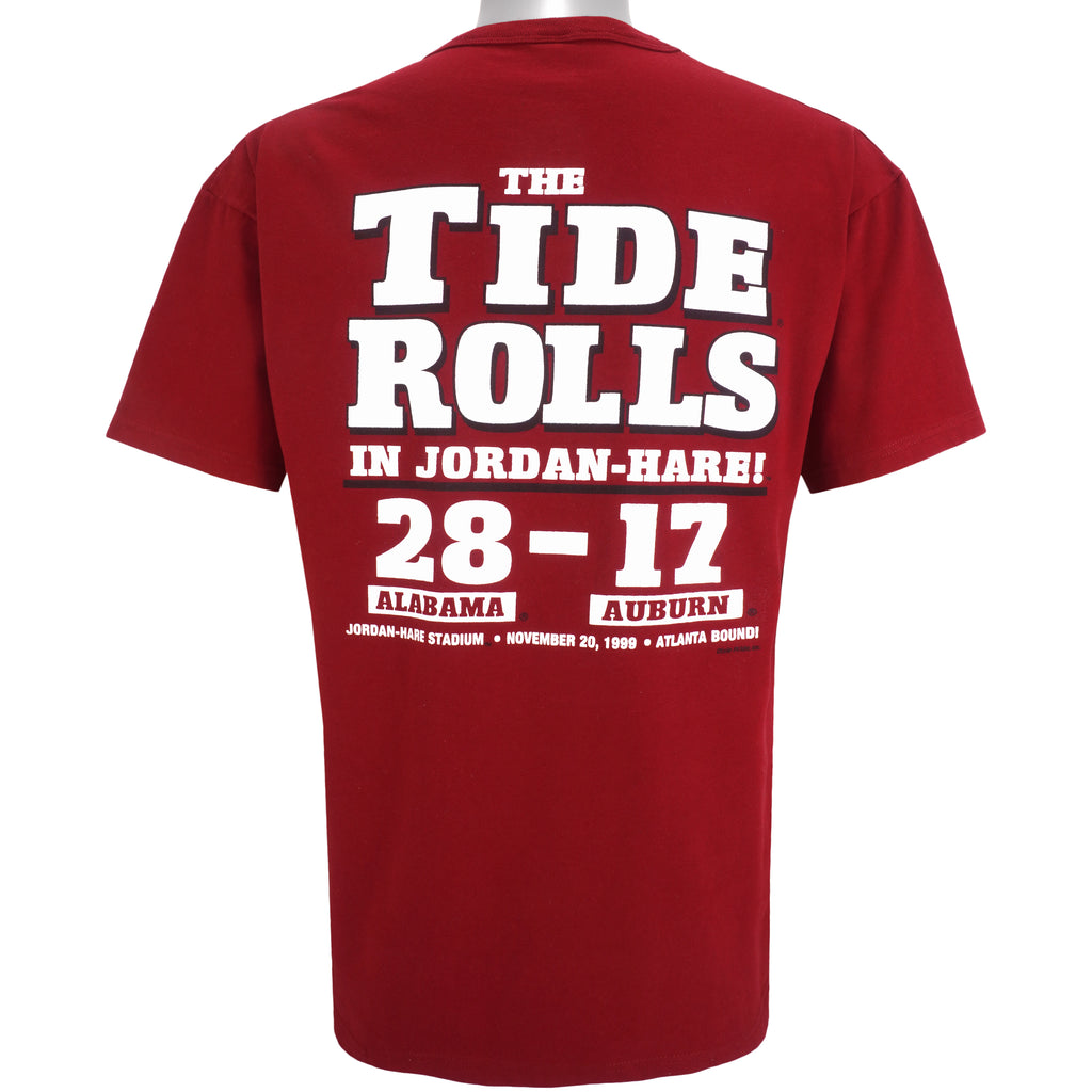 NCAA - Alabama Crimson Tide, The Tide Rolls In Jordan-Hare! T-Shirt 1999 Large Vintage Retro College