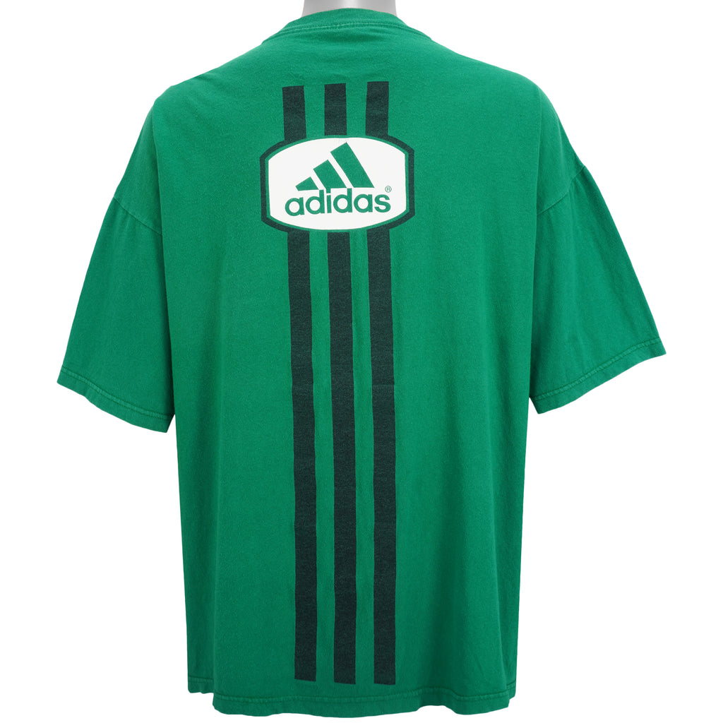 Adidas - Green Big Logo T-Shirt 1990s X-Large Vintagge Retro