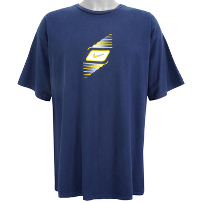 Nike - Navy Blue Chest Logo T-Shirt 2000s XX-Large