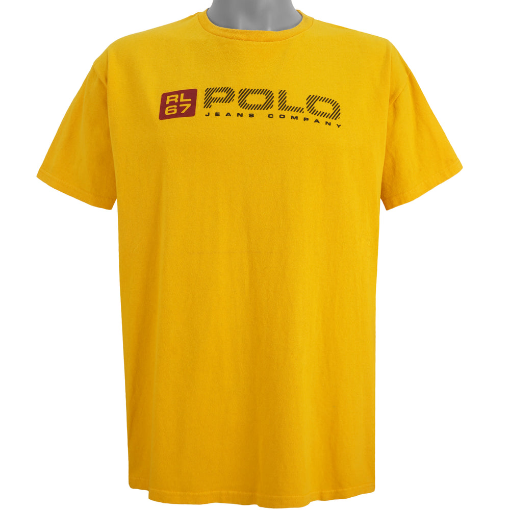 Ralph Lauren - Yellow Polo Jeans Company T-Shirt 1990s X-Large Vintage Retro