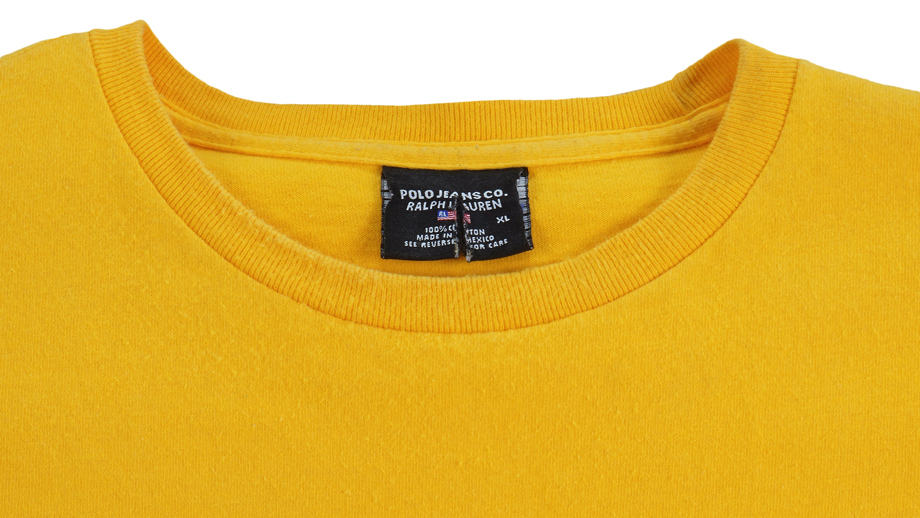 Ralph Lauren - Yellow Polo Jeans Company T-Shirt 1990s X-Large Vintage Retro